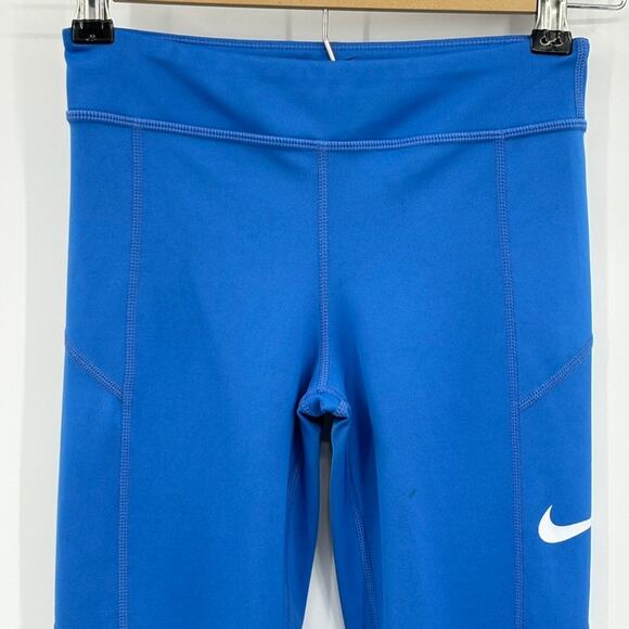 Nike Dri-Fit Blue and White Colorblock Kids Leggings Size M - Picture 8 of 13